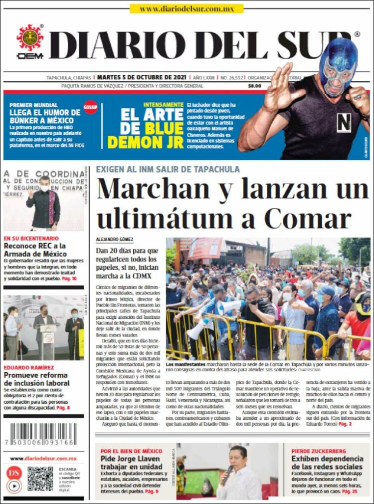 Portada de El Diario del Sur (M&eacute;xico)