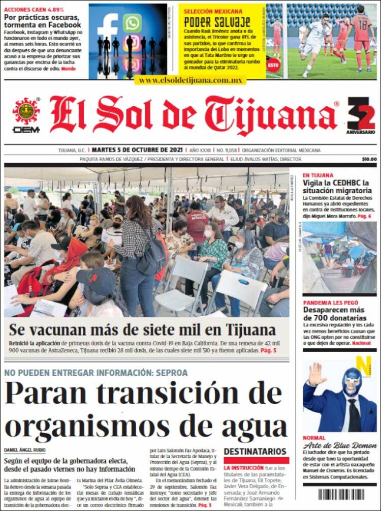 Portada de El Sol de Tijuana (M&eacute;xico)