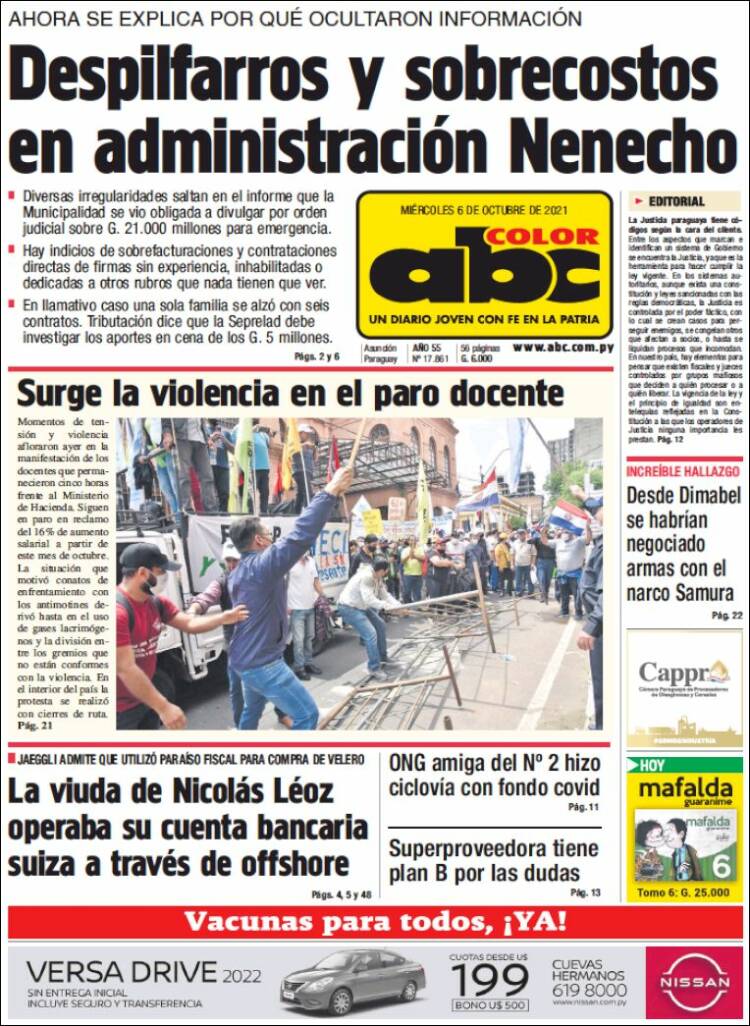 Portada de ABC Color (Paraguay)