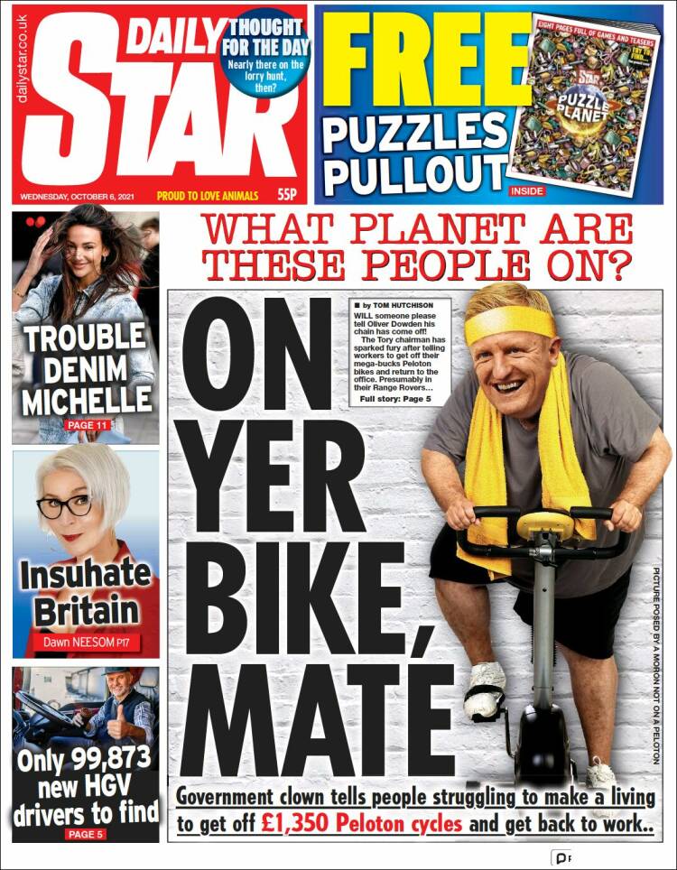 Portada de Daily Star (Reino Unido)