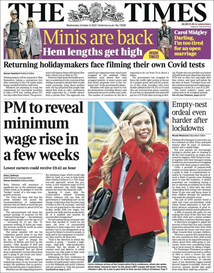 Portada de The Times (Reino Unido)