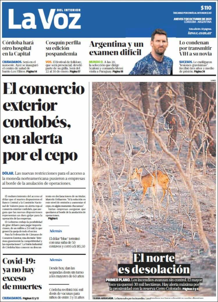 Portada de La Voz del Interior (Argentina)