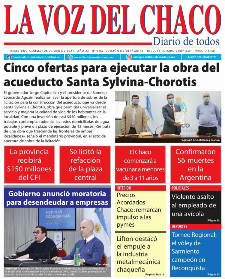 Portada de La Voz del Chaco (Argentina)