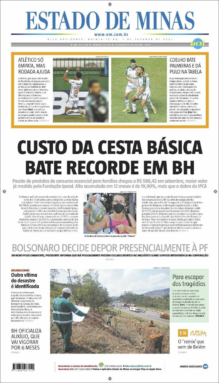 Portada de Jornal Estado de Minas (Brasil)