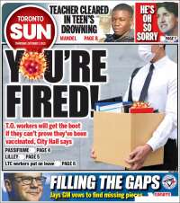 Portada de The Toronto Sun (Canadá)