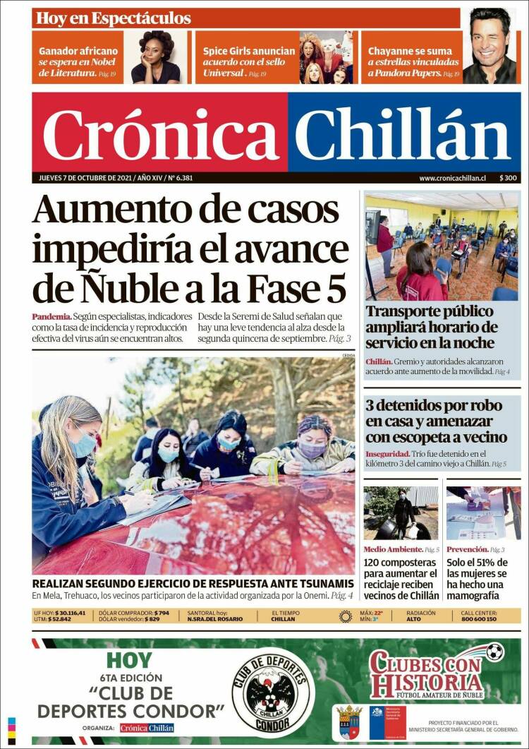 Portada de Crónica Chillán (Chile)