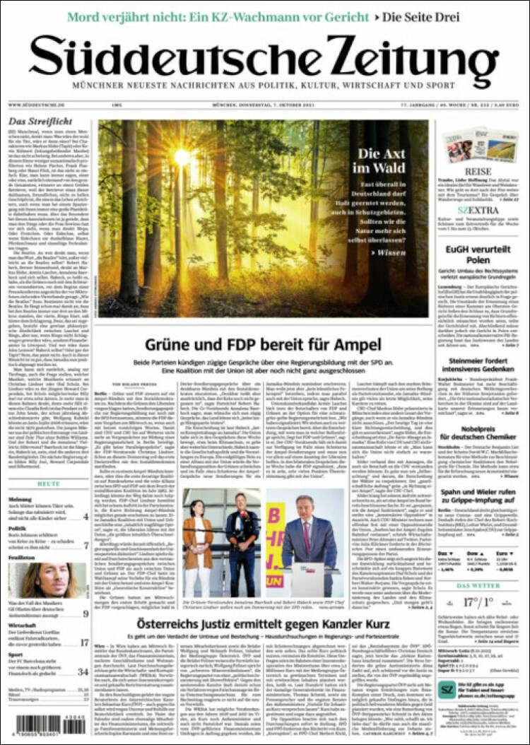 Portada de Sueddeutsche (Alemania)