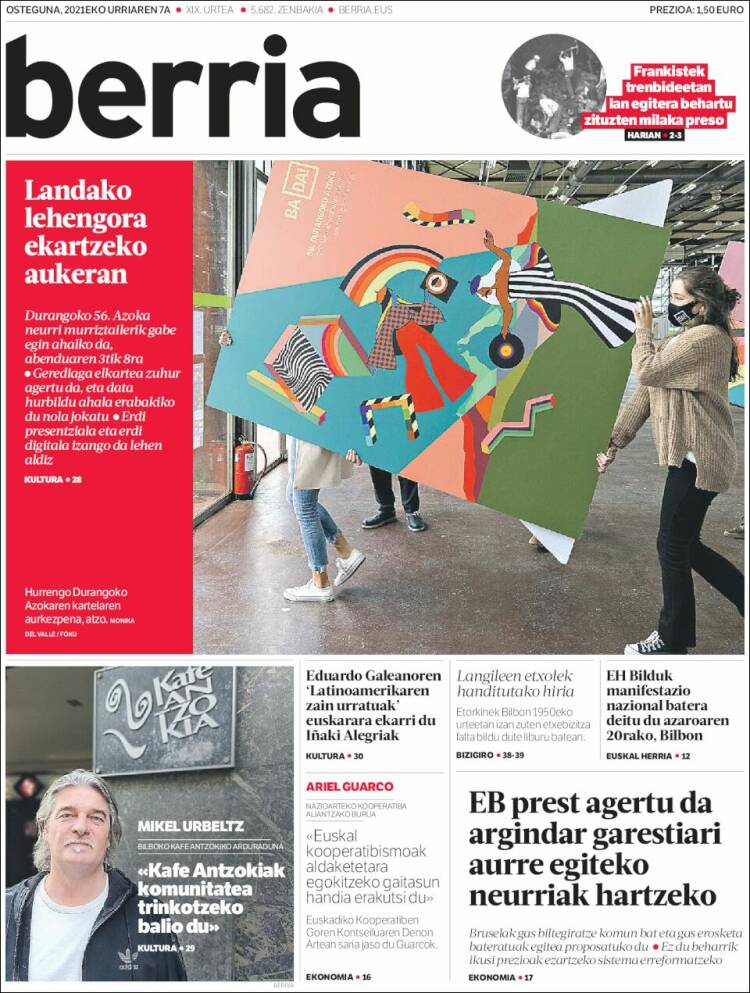 Portada de Berria (Espa&ntilde;a)