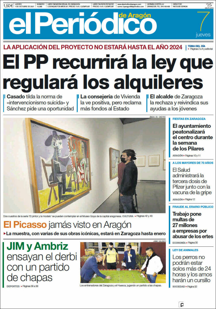 Portada de El Periódico de Aragón (Espa&ntilde;a)