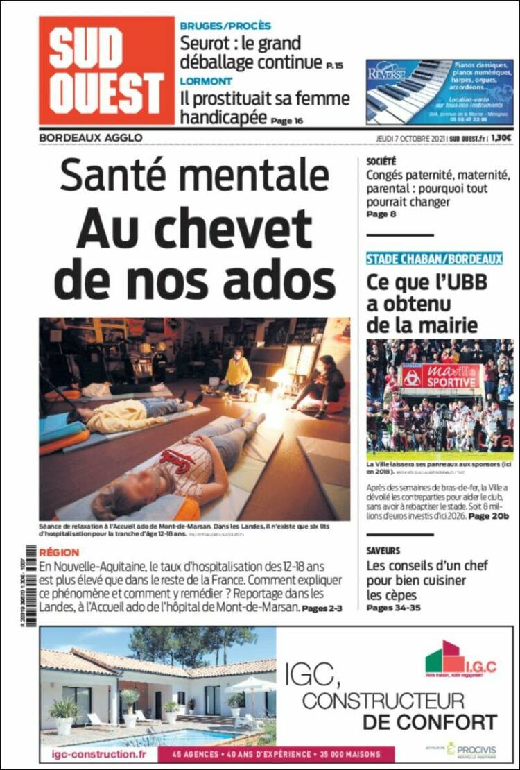 Portada de Sud Ouest (Francia)