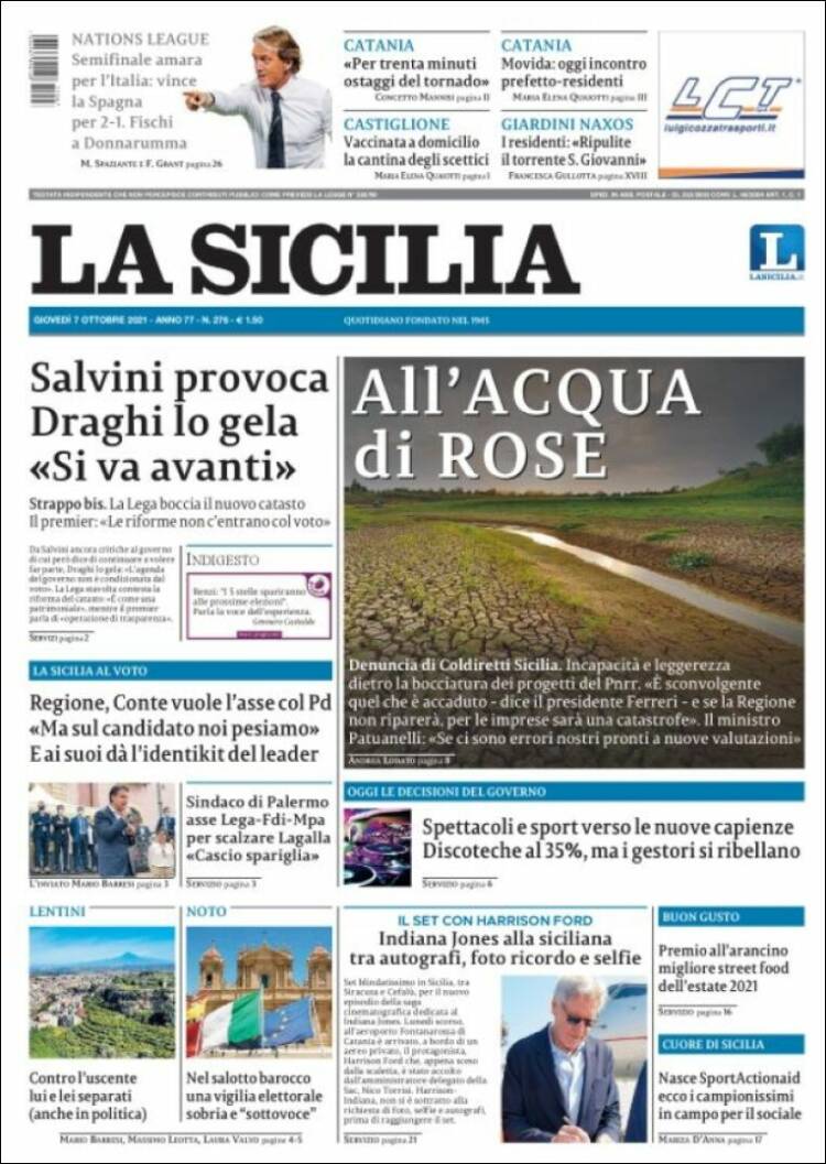 Portada de La Sicilia (Italia)