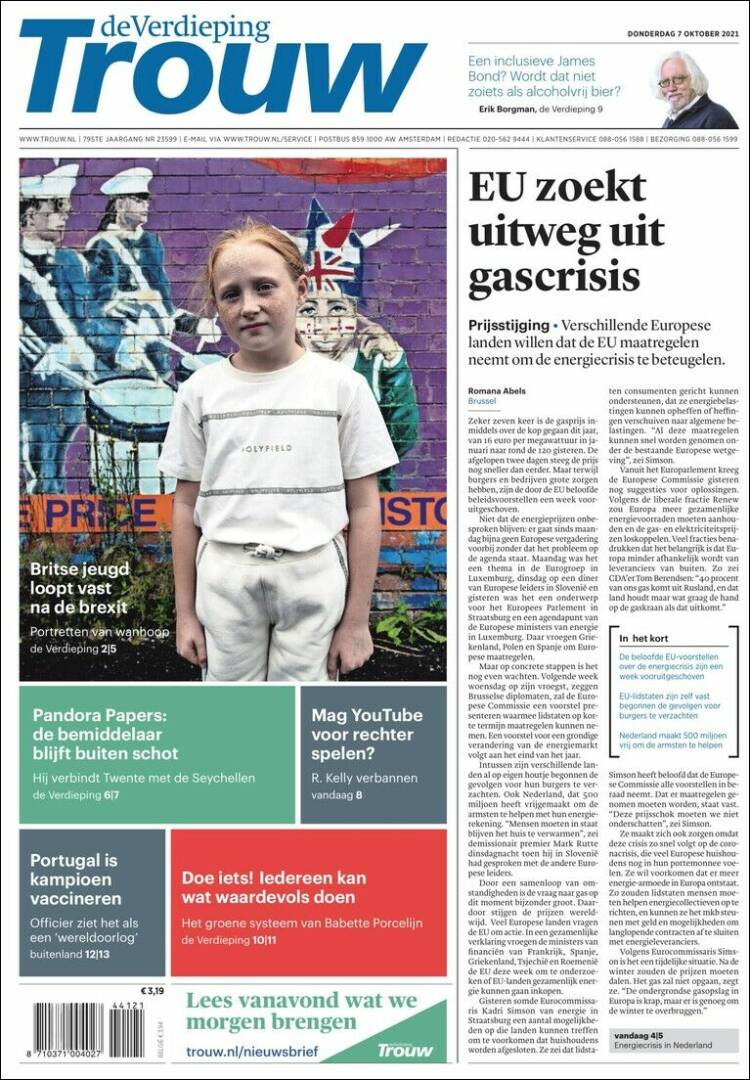 Portada de Trouw (Pa&iacute;ses Bajos)