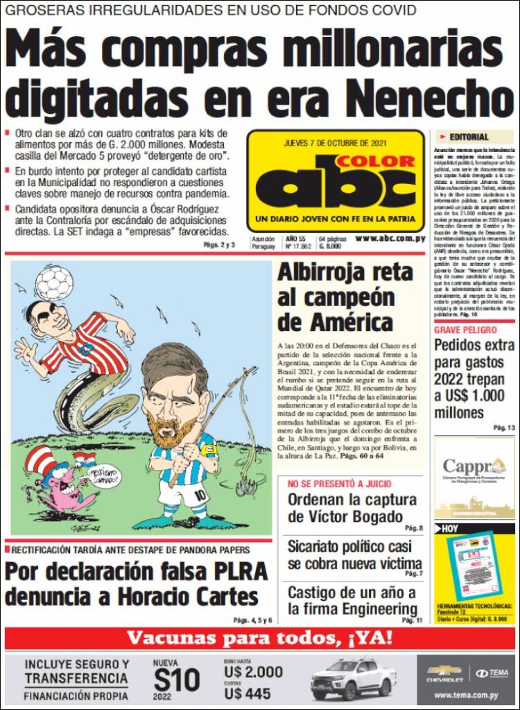 Portada de ABC Color (Paraguay)