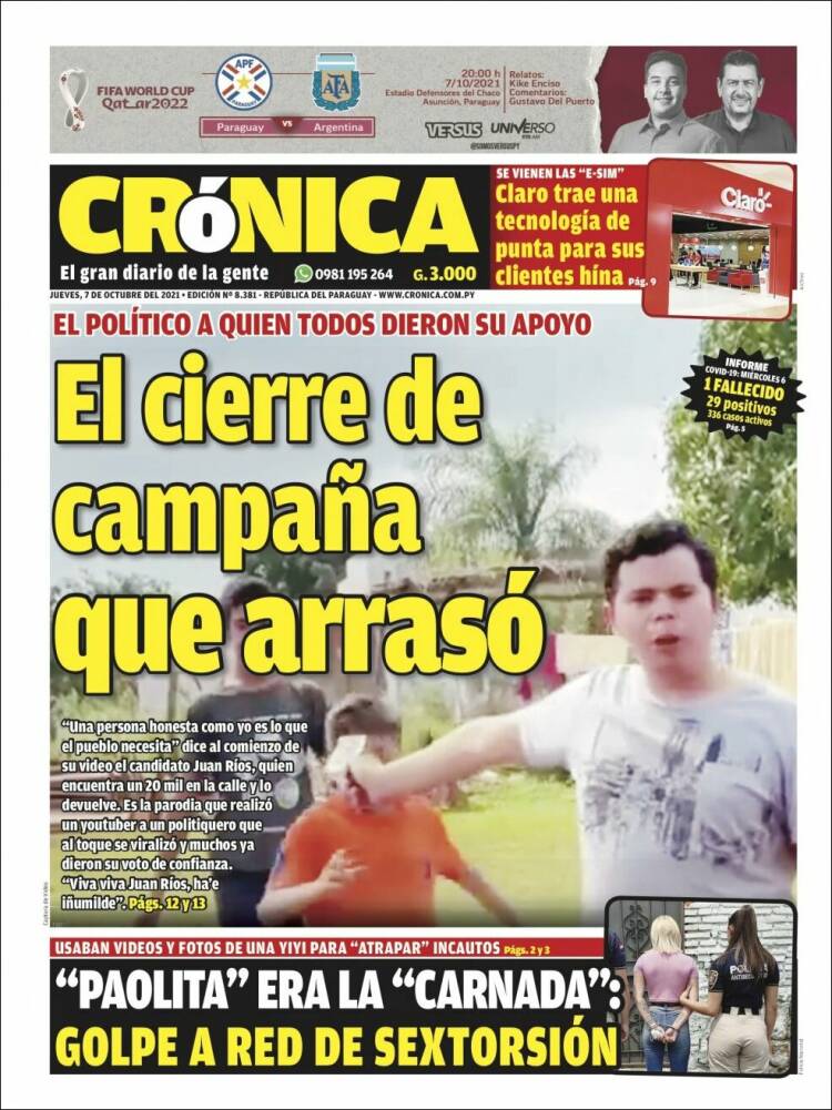 Portada de Diario Crónica (Paraguay)