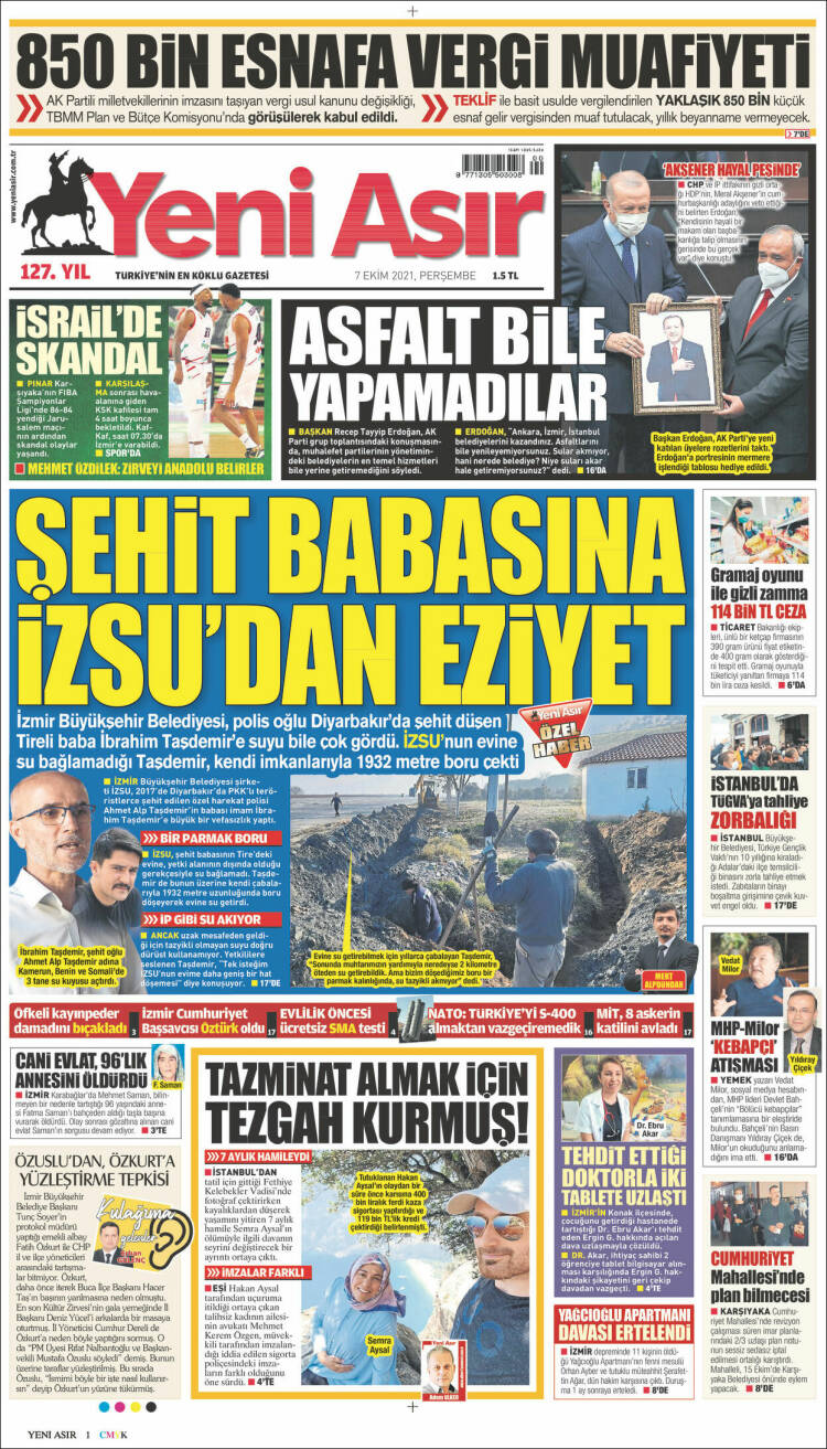 Portada de Yeni Asır (Turqu&iacute;a)