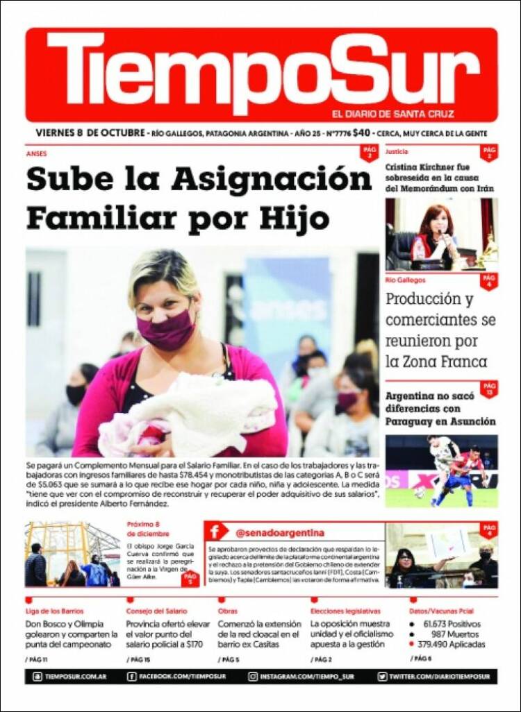 Portada de Tiempo Sur (Argentina)