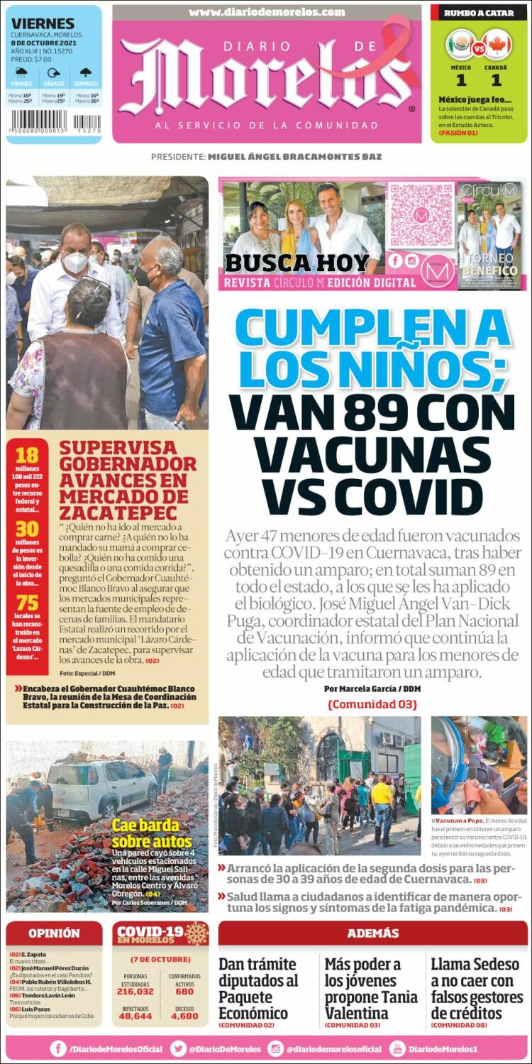 Portada de Diario de Morelos (México)