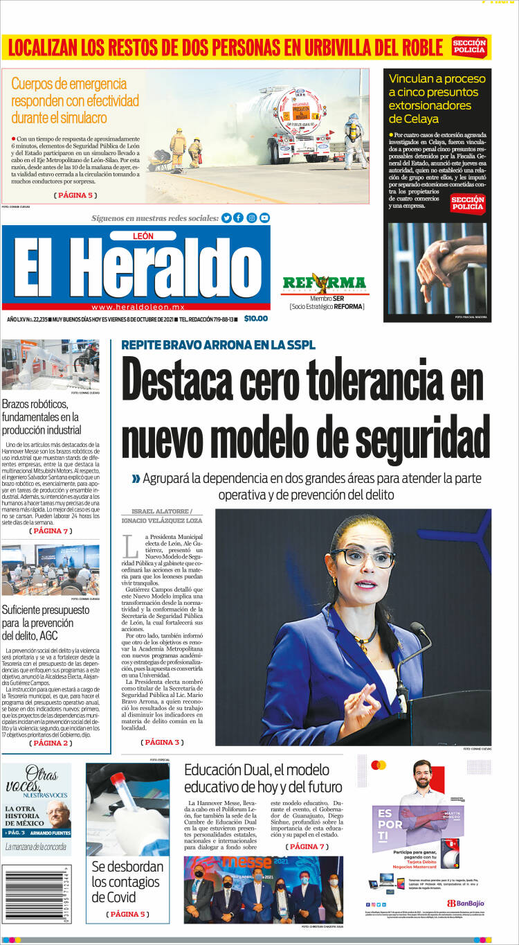 Periódico El Heraldo de León (México). Periódicos de México. Toda la prensa  de hoy. 