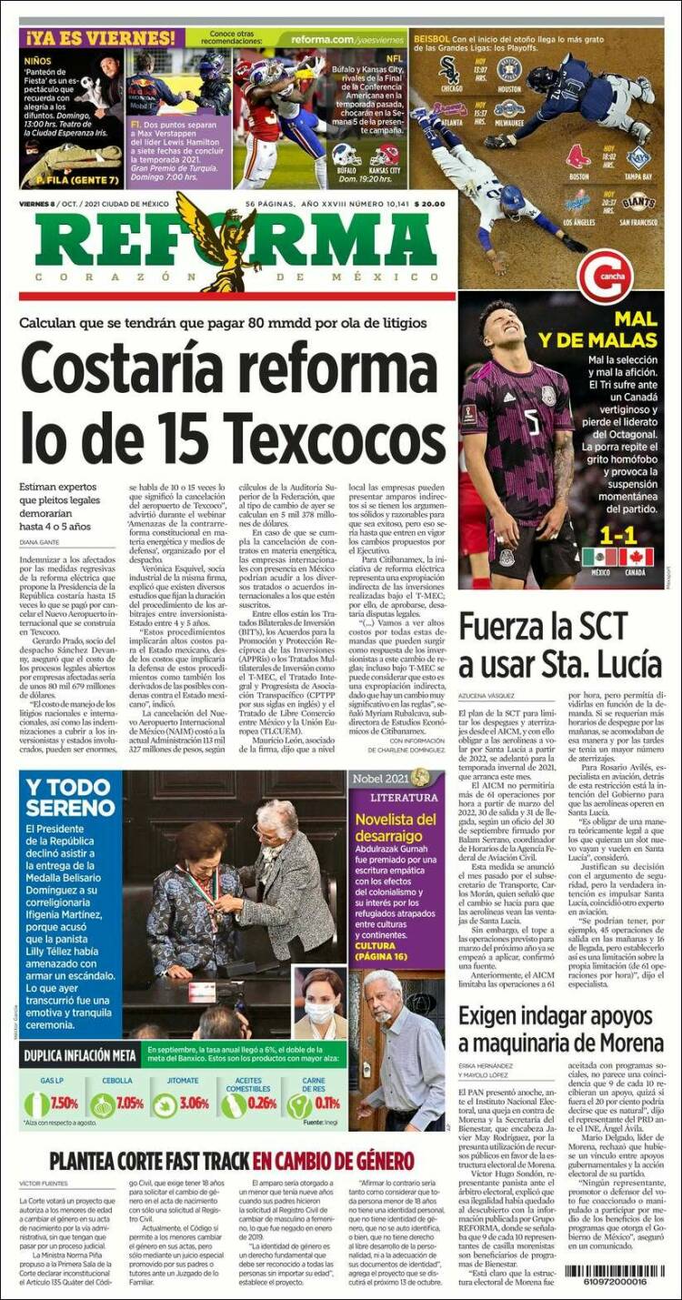 Portada de Reforma (México)