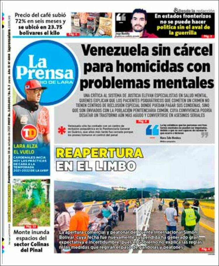 Portada de La Prensa de Lara (Venezuela)