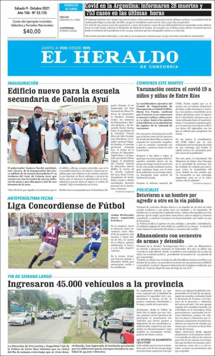 Portada de El Heraldo de Concordia (Argentina)