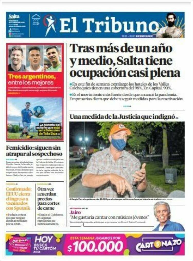 Portada de El Tribuno - Salta (Argentina)