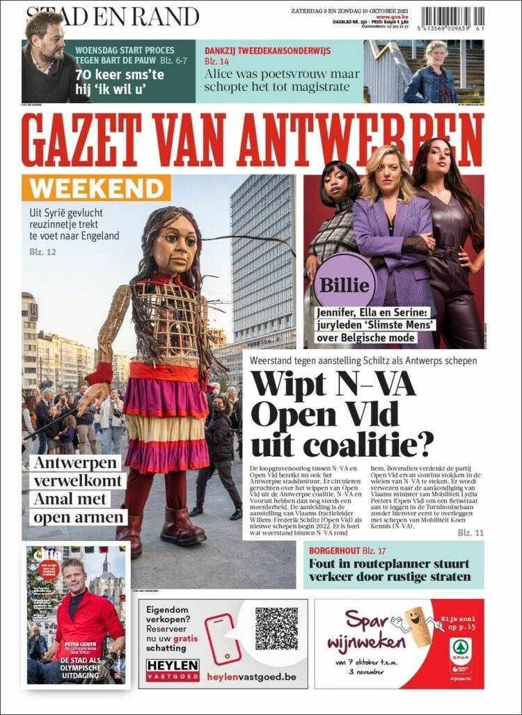 Portada de Gazet van Antwerpen (B&eacute;lgica)
