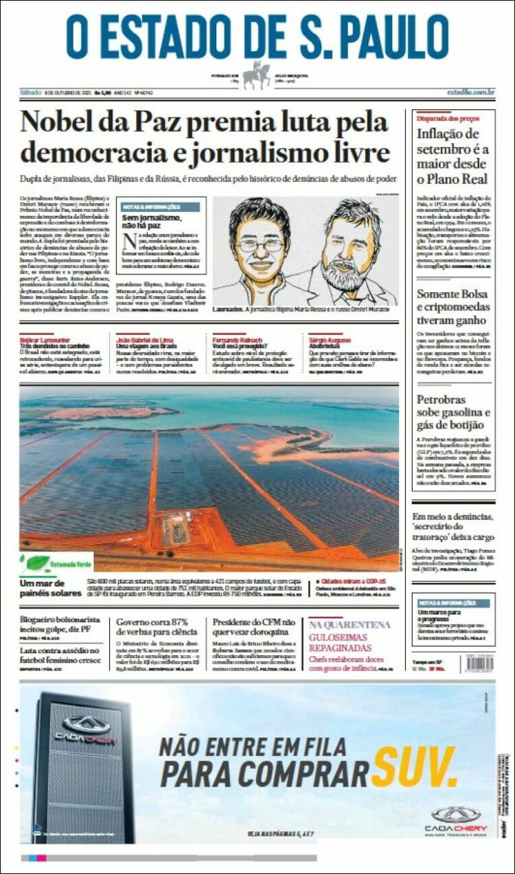 Portada de O Estado de São Paulo (Brasil)