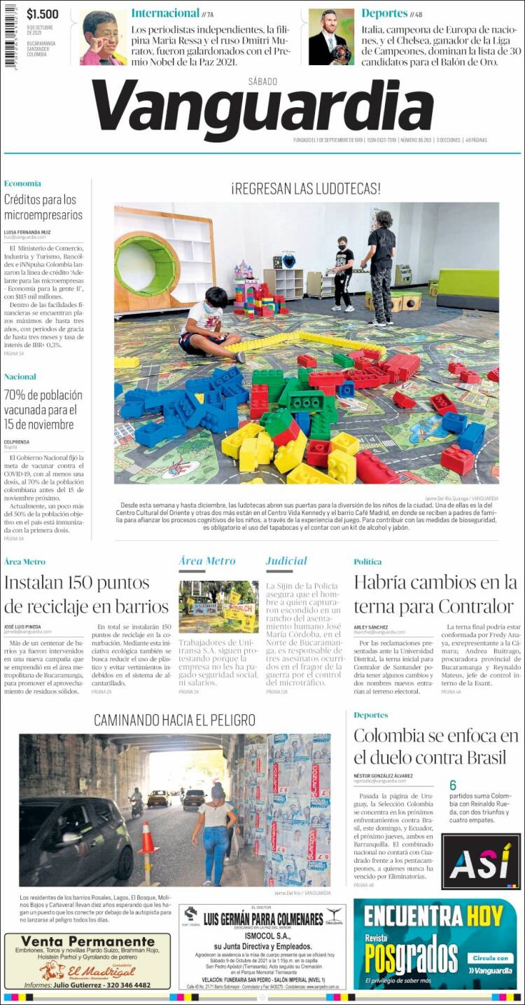 Portada de Vanguardia Liberal (Colombia)