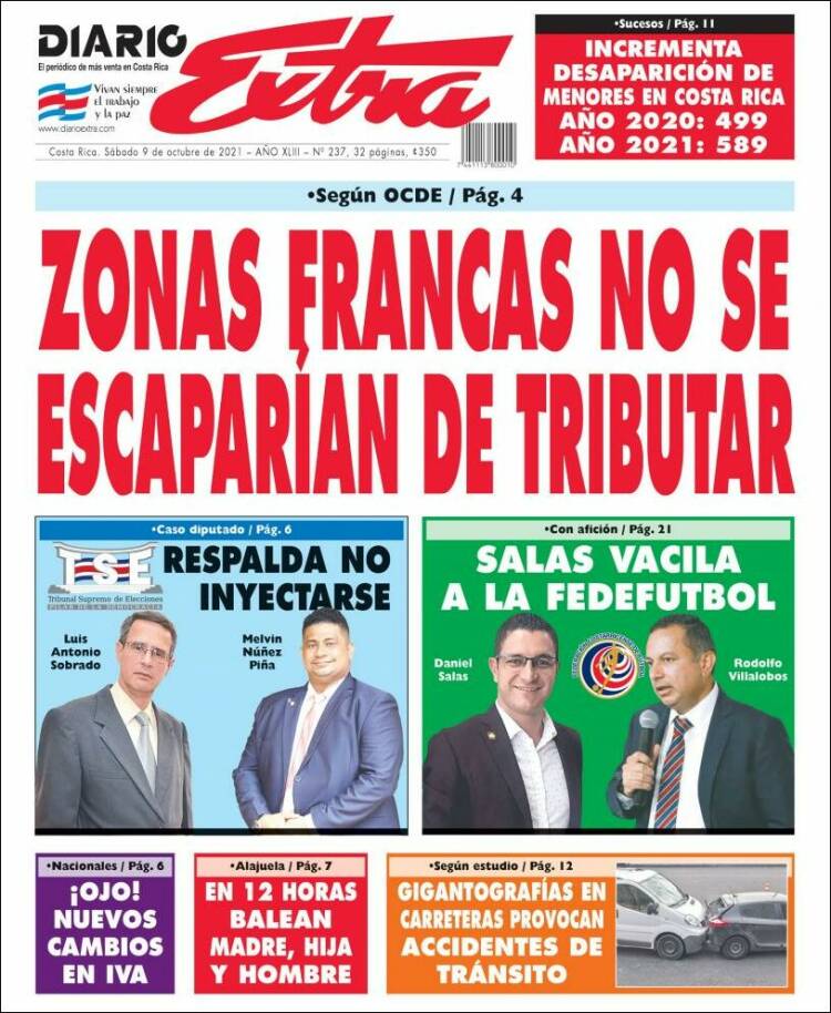 Portada de Diario Extra (Costa Rica)