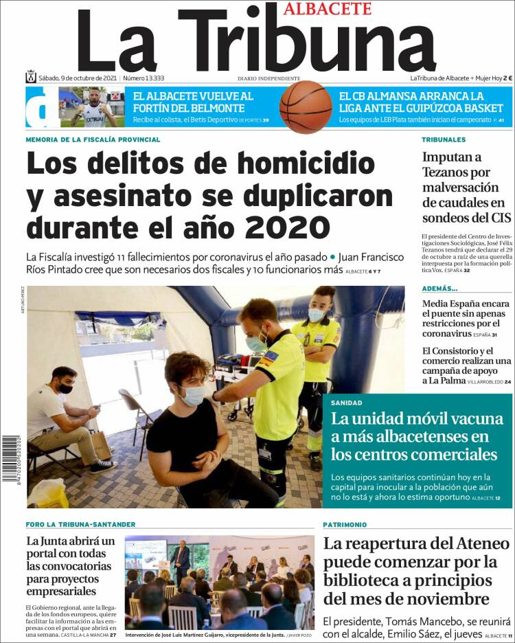 Portada de La Tribuna de Albacete (España)