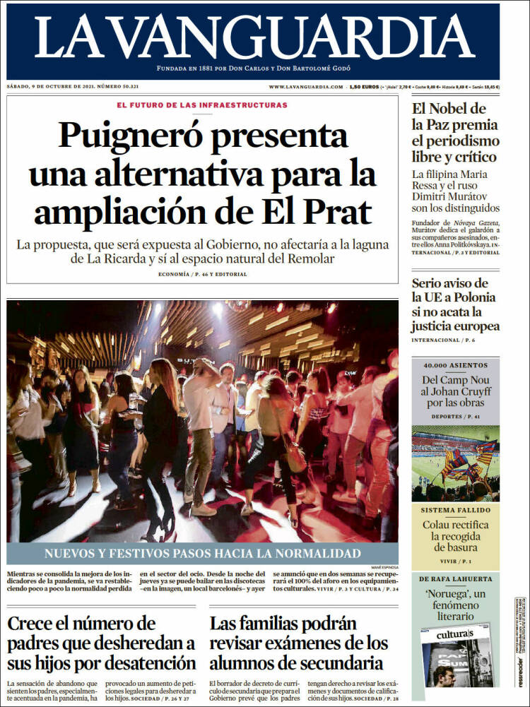 Portada de La Vanguardia (España)