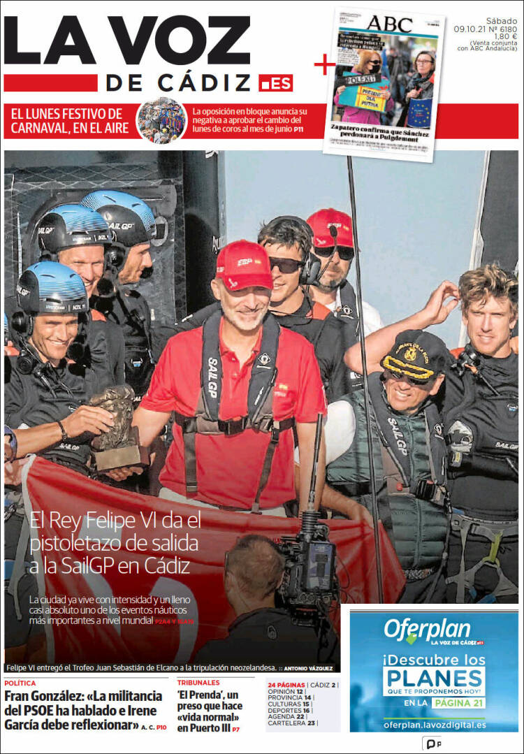 Portada de La Voz de Cádiz (España)