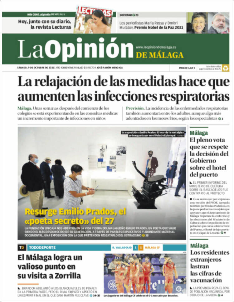 Portada de La Opinión de Málaga (España)