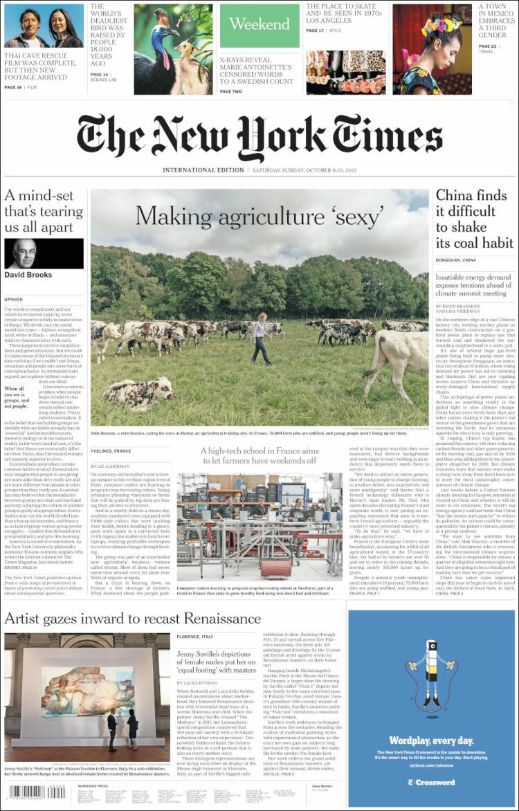 Portada de International New York Times (Europa)