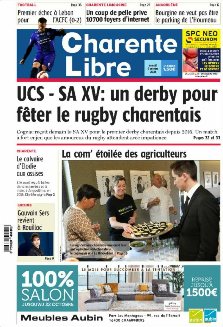 Portada de Charente Libre (Francia)