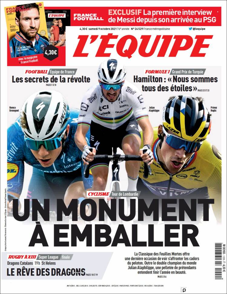 Portada de L'Equipe (Francia)