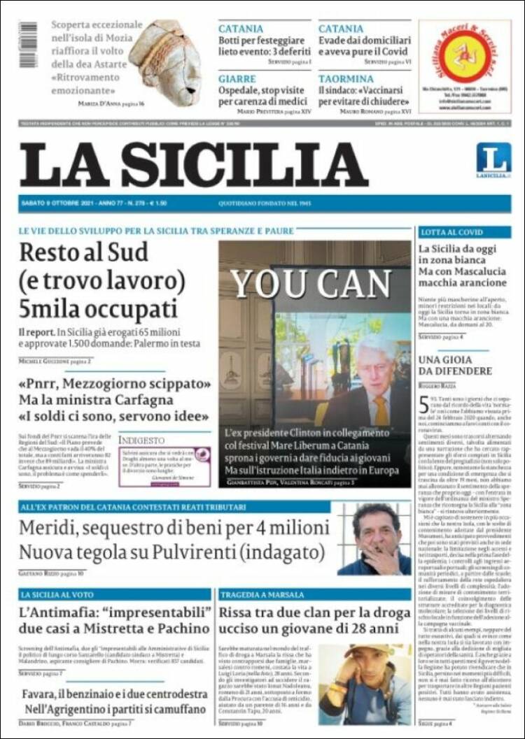 Portada de La Sicilia (Italia)