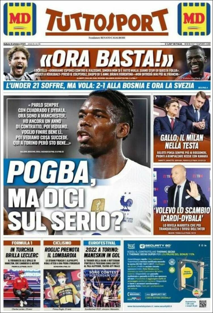 Portada de Tuttosport (Italia)