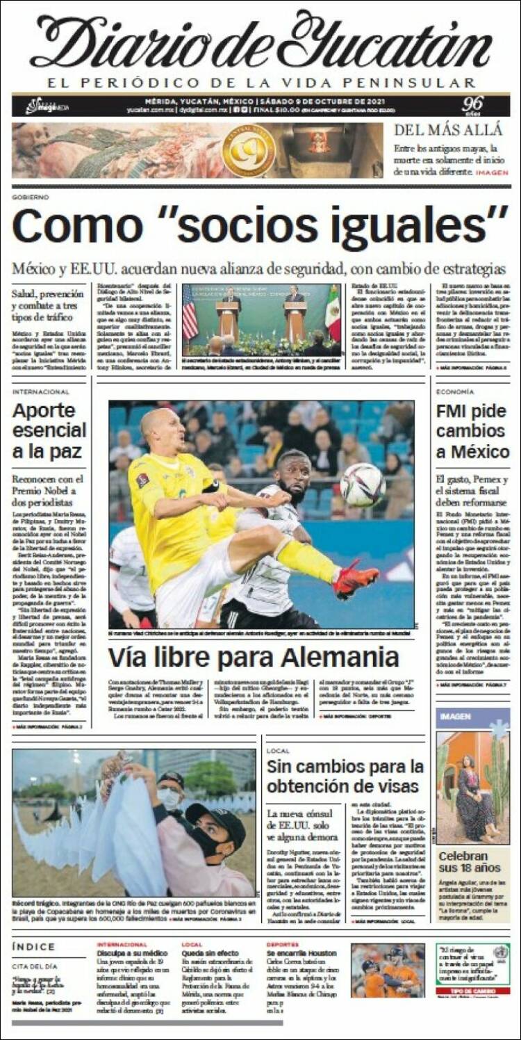 Portada de Diario de Yucatán (M&eacute;xico)