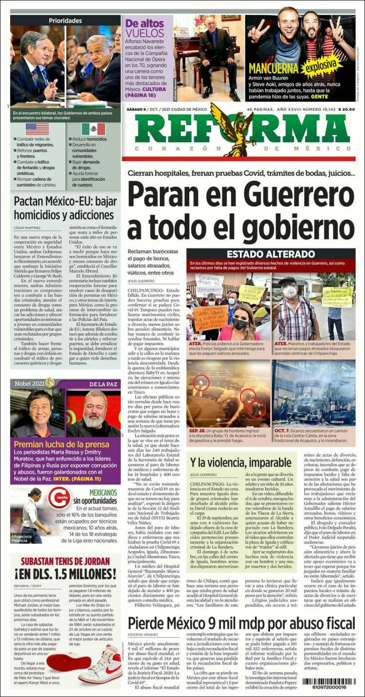 Portada de Reforma (M&eacute;xico)