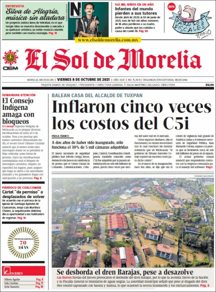 Portada de El Sol de Morelia (M&eacute;xico)