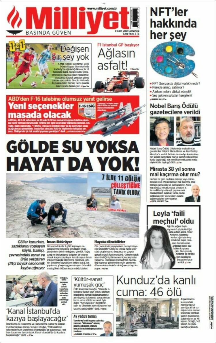 Portada de Milliyet (Turqu&iacute;a)