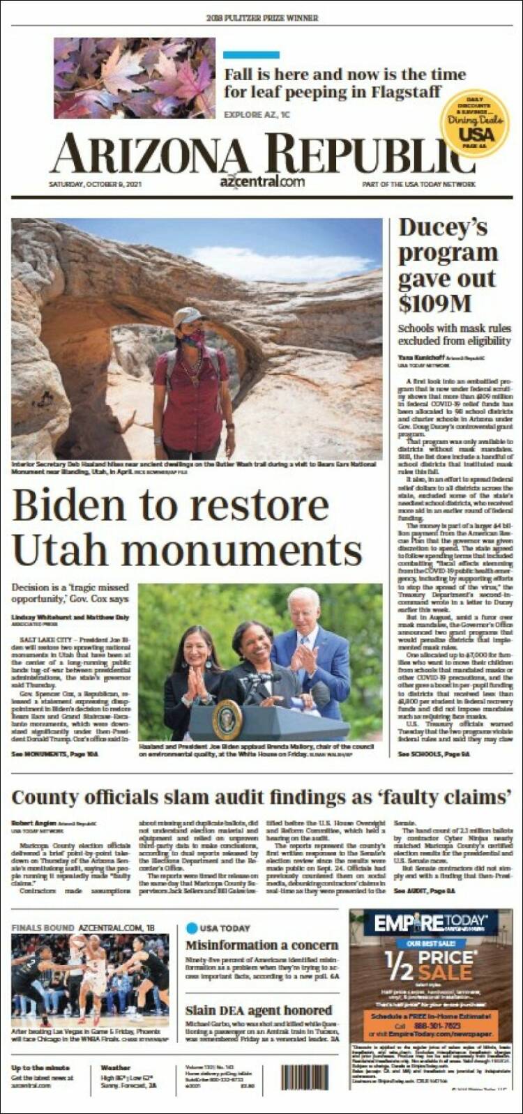 Portada de Arizona Republic News (USA)