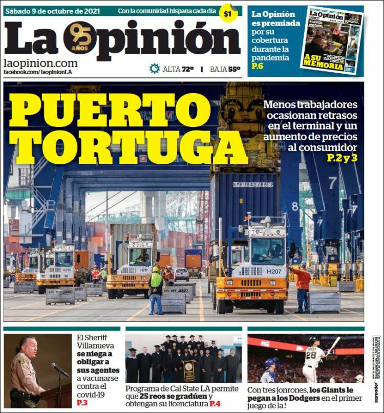 Portada de La Opinión (USA)