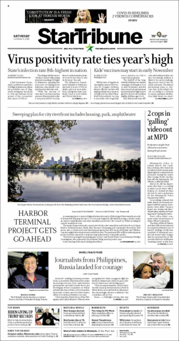 Portada de Star Tribune (USA)