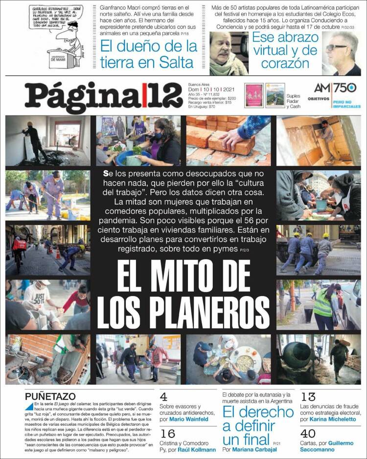 Portada de Página/12 (Argentina)