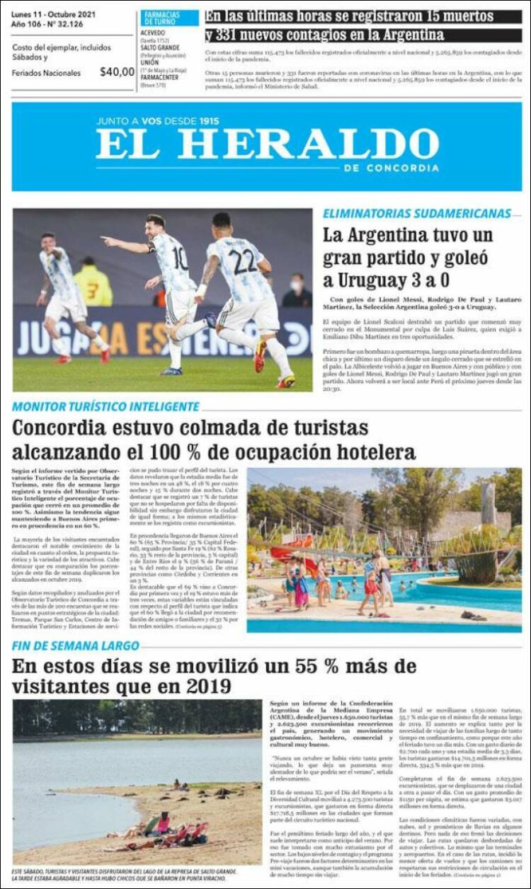 Portada de El Heraldo de Concordia (Argentina)