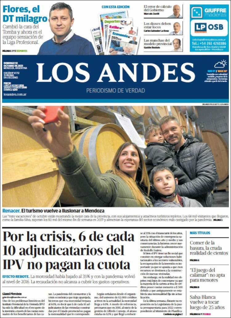 Portada de Los Andes - Mendoza (Argentina)