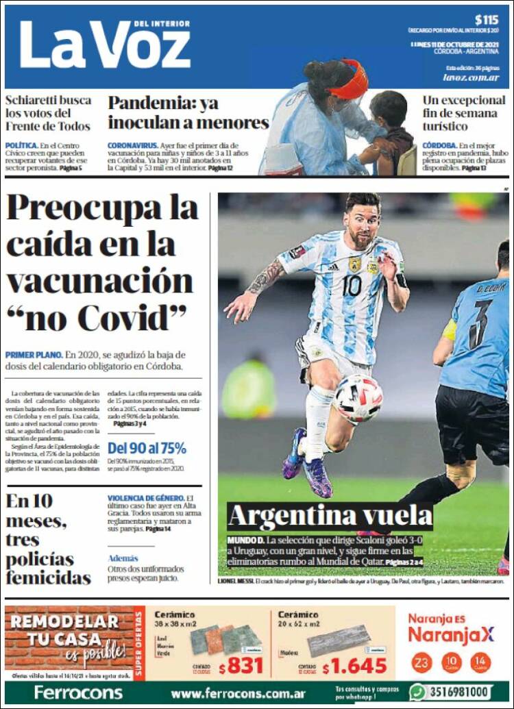 Portada de La Voz del Interior (Argentina)